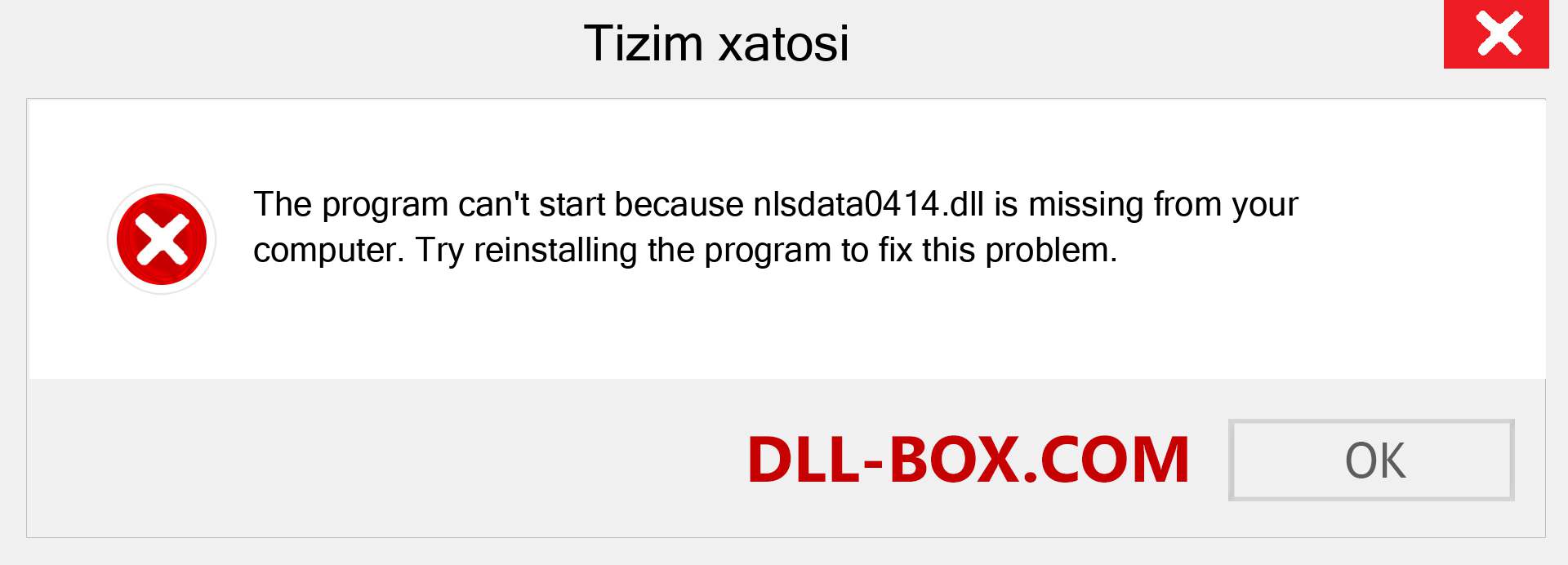 nlsdata0414.dll fayli yo'qolganmi?. Windows 7, 8, 10 uchun yuklab olish - Windowsda nlsdata0414 dll etishmayotgan xatoni tuzating, rasmlar, rasmlar